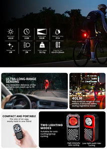 Feu arrière de vélo VTT haute luminosité, <span class=keywords><strong>accessoires</strong></span> de cyclisme, étanche IP64, rechargeable, pour la conduite nocturne - Product Image 4
