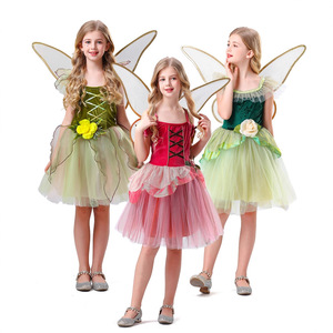 Vestido de tutú de princesa para niñas, disfraz de hada del bosque, traje de tul sin tirantes con corte en A para actuaciones, 5833 Rojo, 5835 Verde - Product Image 1