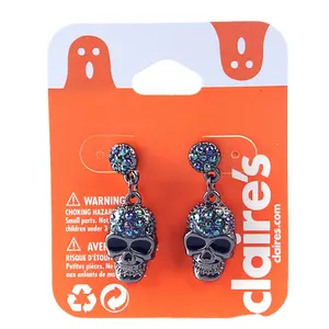 Halloween cool black skull shaped ear studs punk style earrings body pierced earrings wholesale