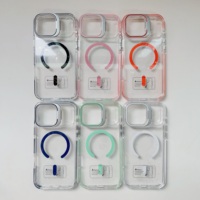 Coque transparente magnétique avec béquille annulaire pour iPhone 17 16 18 Pro Max, anti-jaunissement, compatible avec la recharge sans fil