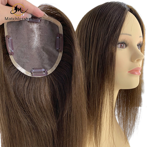 Topper pour femmes populaire, <span class=keywords><strong>cheveux</strong></span> Remy double trame, couleur brune courte, topper mono 5*5 avec PU, facile à porter, topper de <span class=keywords><strong>cheveux</strong></span> mono - Product Image 1