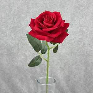 Rose artificielle à grande courbe, à une seule branche, en flocage, pour décoration intérieure, vente en gros - Product Image 6