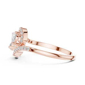 Anillo de compromiso de oro rosa de 14K de dos piedras contemporáneo con ajuste elegante y piedras preciosas dobles llamativas DE LA India - Product Image 2