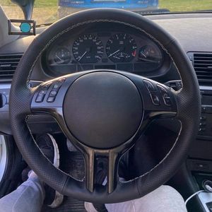 Funda de Volante de Coche de Cuero Artificial Antideslizante Cosida a Mano para <span class=keywords><strong>BMW</strong></span> <span class=keywords><strong>E46</strong></span> M3 E39 <span class=keywords><strong>330i</strong></span> 540i 525i 530i 330Ci <span class=keywords><strong>2001</strong></span> - 2003 - Product Image 2
