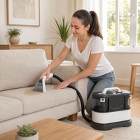 Nettoyeur de tapis électrique à vapeur 1,6 L 1 L avec deux réservoirs d'eau, aspiration 15 kPa, léger 3,9 kg, silencieux 68 dB, buse de nettoyage pour tissus d'ameublement