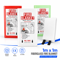 Couverture anti-feu d'urgence en fibre de verre PVC, boîte rigide 1x1m, outil de protection pour la cuisine