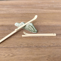 Cuillère à thé pliable en bambou blanc naturel avec logo personnalisé, compatible Matcha Chasen, outil gratte-thé, cuillère à mélanger portable