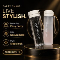 Bouteille d'eau transparente portable 800 ml, gourde de sport avec cordon, en plastique givré pour l'extérieur
