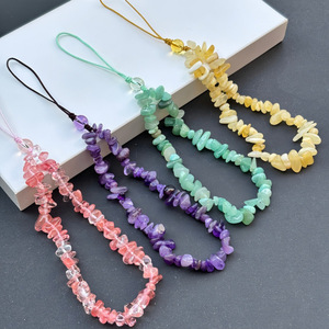 Wowei Natural Crystal Crafts Mobile Phone Lanyards Wrist Straps Stone Beaded Chain Cellphone Anti-Lost Hanging Charm