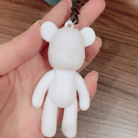 DIY Fluide Ours Porte-clés Pendentif Résine Peint à la Main Jouet de Coloriage Blanc Embryon Art Peinture Moule Mignon pour Enfants Adultes
