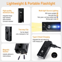 Torcia LED Ricaricabile Portatile con Luce RGB, Mini Torcia Portachiavi per Emergenze Domestiche e Attività all'Aperto