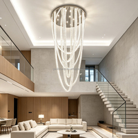 Grand lustre en cristal sur mesure avec structure en acier inoxydable, éclairage LED suspendu pour escalier, salle à manger, entrée