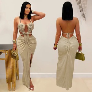 Robe longue plissée dos nu moulante pour femme, idéale pour les vacances d'été, les fêtes et les anniversaires – Nouvelle collection 2026 – Grande Vente CX7407 - Product Image 3