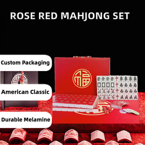 144 Piezas de Fichas de Mahjong Automáticas de Melamina, Modernas y de Lujo, Color Rojo Rosa, para Cuatro Jugadores, Se Pueden Personalizar, Patas de Acero Inoxidable - Product Image 2