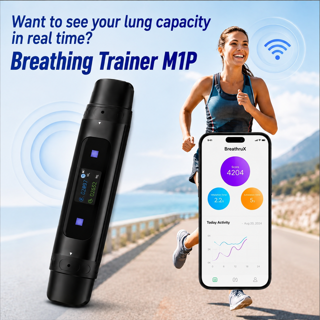 Direct Factory M1P Wireless App-Linked Smart Breathing Trainer Lung Capacity Monitor Respiratory Exerciser OEM ODM Bulk Supply