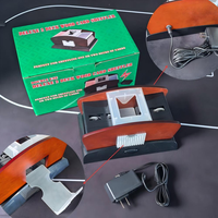 Mélangeur de cartes professionnel de luxe à 2 jeux en bois, machine à mélanger automatique électrique à double alimentation avec adaptateur secteur pour jeux de casino