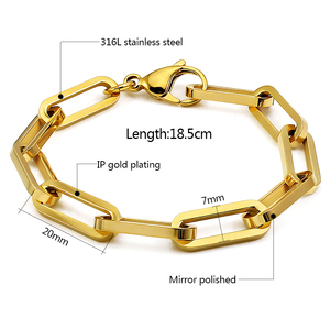 Punk Stainless Steel Bracelet <strong>Bangles</strong> for <strong>Men</strong> Women <strong>Silver</strong> Gold Wrist Jewelry 316L Stainless Steel Gold Chain Jewelry - Product Image 3
