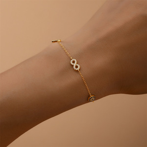 Nuovo bracciale in argento Sterling 925 figura otto con <span class=keywords><strong>nodo</strong></span> e cuore placcato in oro con zircone gioielli alla moda per le donne - Product Image 5