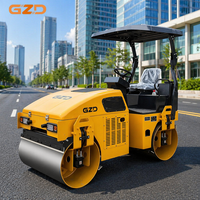 Rouleau compresseur vibrant à double tambour GZD OEM, 3 tonnes, robuste, autoporté, avec force de compactage de 30KN