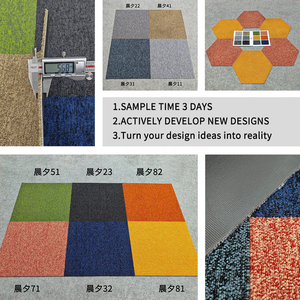 Dalles de moquette carrées abstraites modernes en nylon à rayures colorées 50x50cm avec support en PVC antidérapant, mur à mur pour hôtel commercial, bureau - Product Image 4