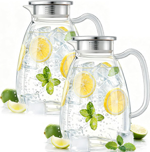 Grande <span class=keywords><strong>carafe</strong></span> <span class=keywords><strong>en</strong></span> <span class=keywords><strong>verre</strong></span> borosilicate résistant à la chaleur avec couvercle-filtre <span class=keywords><strong>en</strong></span> acier inoxydable, <span class=keywords><strong>carafe</strong></span> à eau côtelée <span class=keywords><strong>en</strong></span> <span class=keywords><strong>verre</strong></span> pour thé glacé - Product Image 1