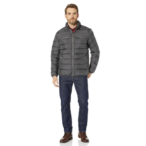 Best Quality Cheap Price OEM Service <b>Men</b> Puffer <b>Jacket</b> Canvas Stand Collar Front Logo Customized Color Wholesale FINER THREADS - Product Image 1