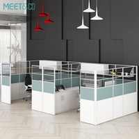 Poste de travail acoustique commercial moderne en gros avec chaise de bureau, cloison modulaire, cadre en aluminium et gestion des câbles