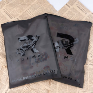 Free Sample Custom Printing Resealable Self Zip Lock Cloth Packaging Plastic Black Matte Frosted Slider Zipper <strong>Bag</strong> With Own Logo - Product Image 3