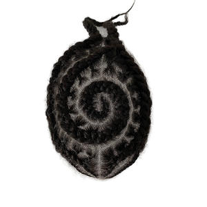 Prótesis Capilar de Encaje Completo para <span class=keywords><strong>Hombre</strong></span>, Cabello Remy Indio, 130% de Densidad, Rizo <span class=keywords><strong>Afro</strong></span>, Encaje de Crochet, Negro Natural - Product Image 2