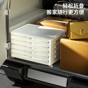 Foldable Shoe Storage Box With Wheels Rectangle Plastic Stackable Organizer For Dormitory Home Use - Product Image 5