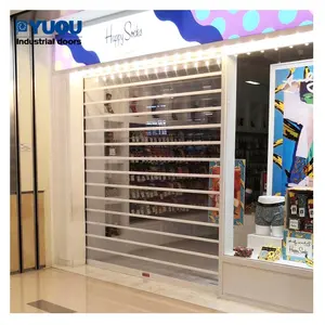 Aluminum Folding Transparent PC Crystal Slat High Security Commercial Clear Polycarbonate Rolling Up Roller Shutter Door
