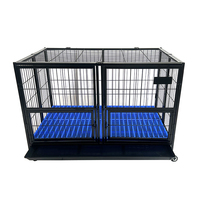 Cage pour chien en fer robuste de 43 pouces, pas d'assemblage requis, enclos pour chiens de taille moyenne à grande avec double porte, emballé en boîte, utilisation intérieure et extérieure