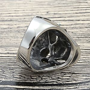 Men's Titanium Steel <b>Skull</b> <b>Ring</b> Stainless Steel Punk Style Officer <b>Ring</b> 27057 - Product Image 2