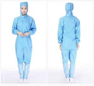 Fábrica de Alimentação Respirável Oficina Eletrônica Vestuário Vestuário Cleanroom Global ESD Carbon Fiber Antistatic Coat Suit