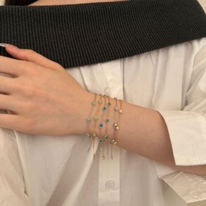 Dylam Unique Design S925 Silver Rhodium 18K Gold Plated Link Chain Dailey Dress up Synthetic <b>Opal</b> Stone Women Jewelry <b>Bracelets</b> - Product Image 2