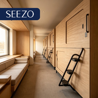 Capsule de couchage de luxe en bois de chêne avec armoire miroir, pour hôtel, camping et projets OEM, avec circulation d'air