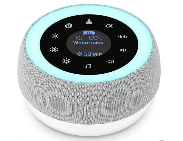 YOUMAY 2-in-1 White Noise Sleep Sound Machine 7-Color Night Light 32 Soothing Sounds Built-in Mic App-Controlled Battery-Powered