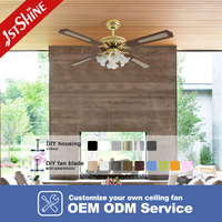 Ventilateur de plafond intelligent 1stshine 52 pouces avec lumière, design moderne, qualité fiable, vente directe usine, excellent vendeur