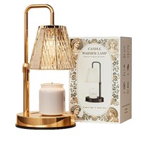 Lampes en verre d'ambiance dorées pour bougies en pot, brûleur à hauteur réglable avec minuterie, chauffe-bougie de luxe
