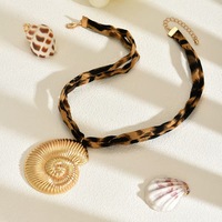 Collier écharpe avec breloque or étoile de mer gros Bandana collier à breloques léopard colliers ras du cou pour femmes Boho bijoux de plage