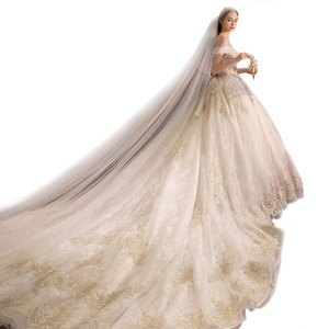 Off-Shoulder Princess Ball Gown Wedding Dress Sweetheart Neckline Long Train Floral Print White Floor-Length Style W37 - Product Image 5