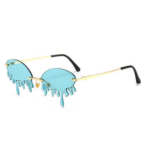 El más nuevo 2024 Venta caliente Diseño de tendencia de lujo PC <span class=keywords><strong>Gafas</strong></span> de sol Sin montura Tintado Fuego Goteo Forma Mujeres <span class=keywords><strong>Gafas</strong></span> de Sol de moda - Product Image 4