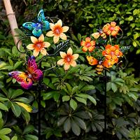 Lampe solaire décorative d'extérieur en métal, motif papillon, abeille, fleur, LED colorée, étanche IP44, pour jardin, pelouse
