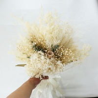 Bouquet de fleurs préservées fait main avec feuille de palmier naturelle, style bohème, décoration de mariage, arrangement floral pour la maison