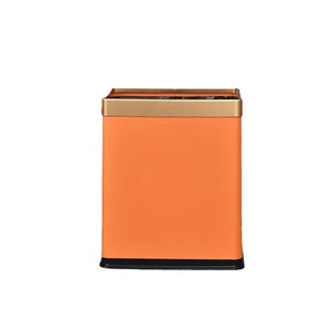 Square Trash Can 12L Brown Plaid Double Layer Fire Resistant Indoor Wastebasket Living Room Bedroom Use - Product Image 3