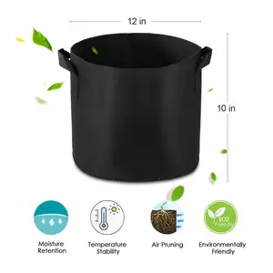 Heavy Duty Thickened Nonwoven Fabric Plant Pots With Handles Black 10 Gallon Grow Bags Garden Planter Growing Pots