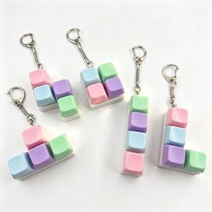 Porte-clés anti-stress style <span class=keywords><strong>Tetris</strong></span>, clavier macaron, jouet sensoriel souple pour enfants et adultes - Product Image 4
