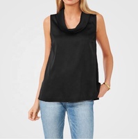 Blusa de satén sin mangas con cuello de pico para verano, camisa de talla grande para mujer