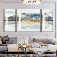 Luxe moderne décor à la maison 3 pièces ensemble abstrait cristal porcelaine peinture mur Art toile montagne paysage imprime huile pour la maison