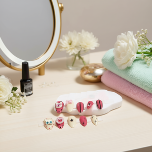 Uñas Postizas de Lujo con Estilo Chic, Cortas, Forma Ataúd, Color Rosa, Diseño de Dibujos Animados, Cobertura Completa, Incluye Pegamento para Dedos - Product Image 2